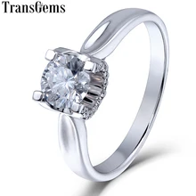 TransGems 1 Carat Lab Grown Moissanite Diamond Solitaire Anniversary Ring Solid 14K White Gold Women Engagement Wedding Ring TransGems 1 Carat Lab Grown Moissanite Diamond Solitaire Anniversary Ring Solid 14K White Gold Women Engagement Wedding Ring