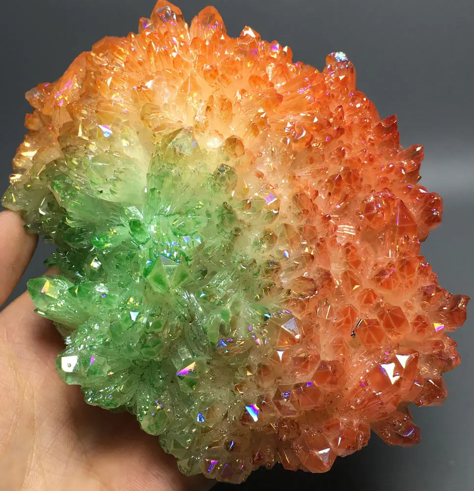 

397g More color Aura Quartz Crystal Titanium Bismuth Silicon Cluster Rainbow healing crystals