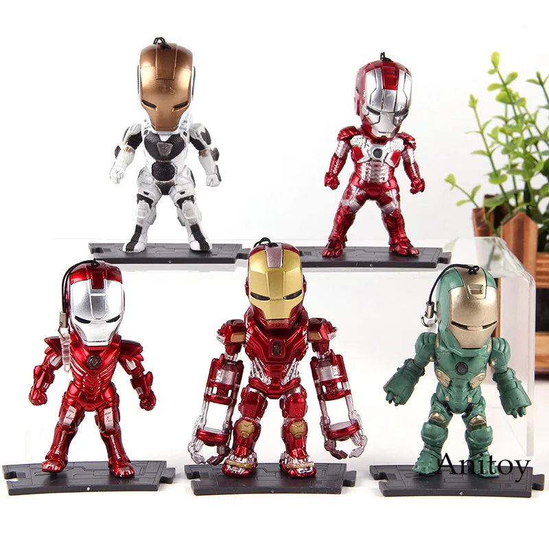 

Marvel Toys Iron Man Light & Action Function Mark 5 29 33 35 39 PVC Action Figures Pendant Collection Model Toys 5pcs/set