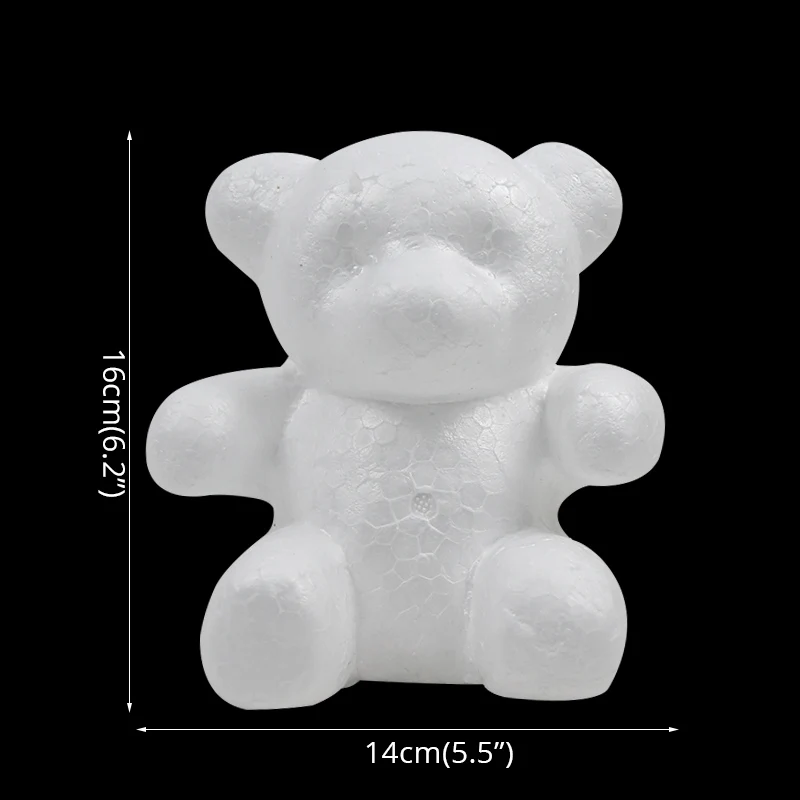 Белый 3D пенополистирольный мишка в форме медведя, мини ПЭ пенопласт, цветок розы для рукоделия, подарки, вечерние принадлежности на День святого Валентина