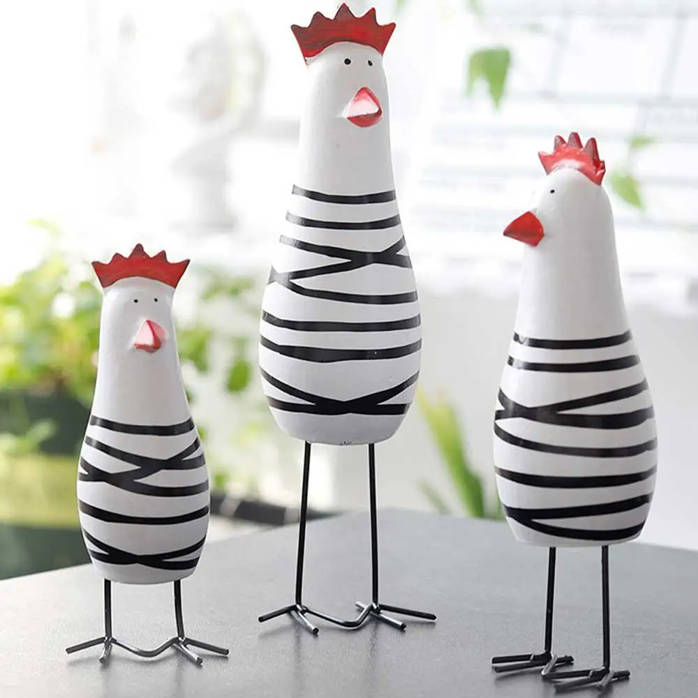

Home Decorative Craft 3pcs Little Happy Chicken Family Set Wood Chicken Decoration Figurine Miniatures Ornaments Gift