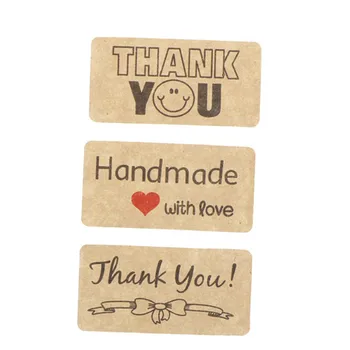 

5 Sheet THANK YOU Labe Vintage Stickers Kraft Label Sticker DIY Hand Made For Gift Cake bake Sealing Hang tag