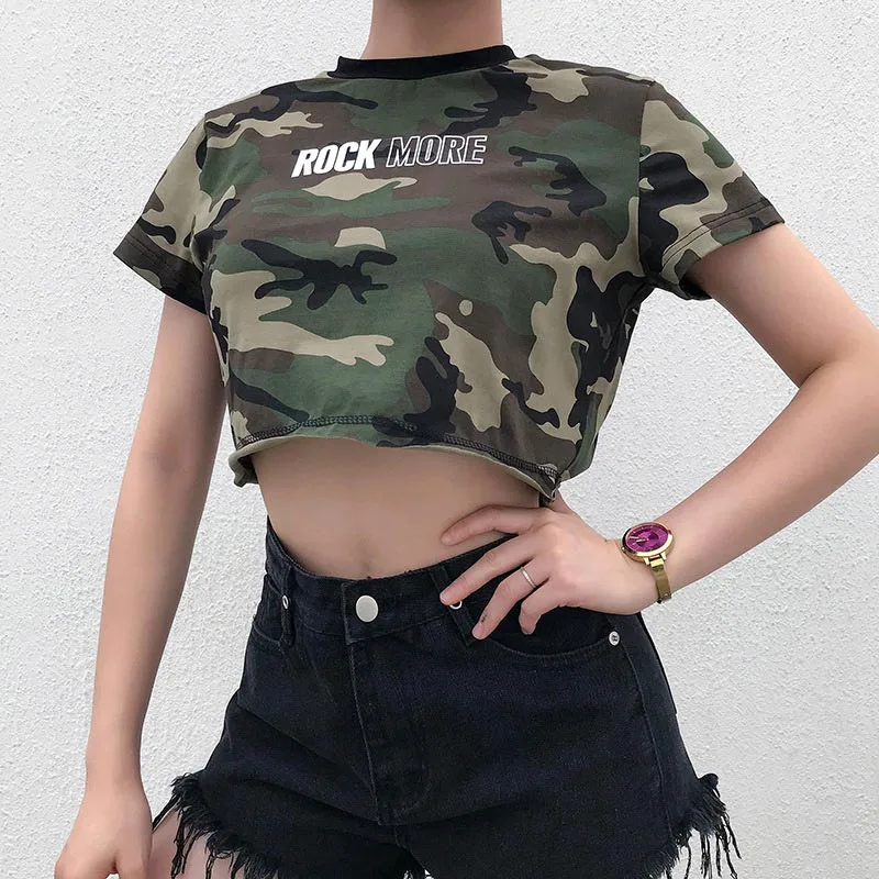 Sexy Military Green Camouflage Crop Top Ladies Patch Crop Tank Tops  Sleeveless Vest Shirt Short Top For Women - Tanks & Camis - AliExpress