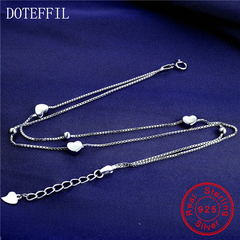Серебряный браслет на ногу DOTEFFIL 925 пробы для женщин серебряный 100% с бусинами 3 мм