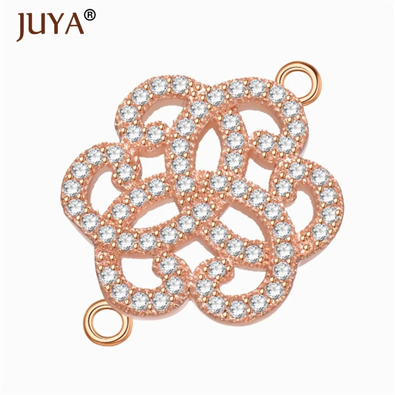 

Accessories To Make Bracelet Necklace Earrings Parts Micro Pave Zircon Rhinestone Flower Connectors Charms For Jewelry Making