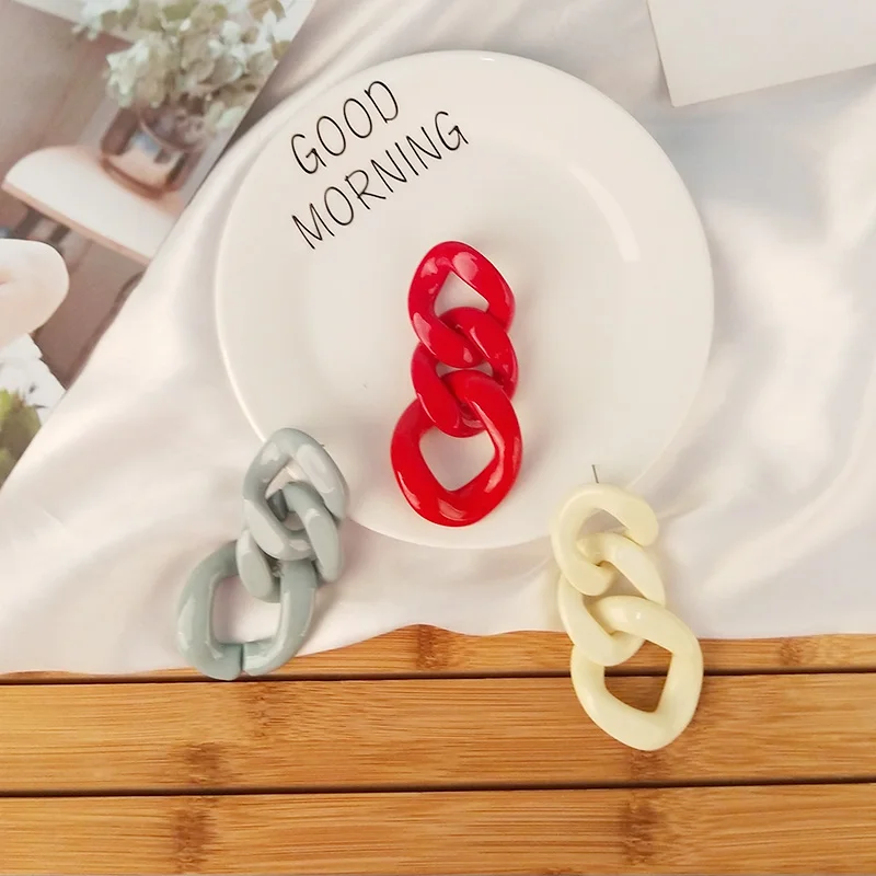 Vintage Fashion Resin Earrings for Women Big Long Geometric Chain Acrylic Drop Earring for Girls Party Gifts Simple Jewelry (1)
