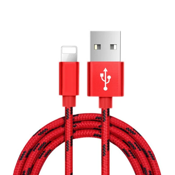 NOHON нейлоновый USB кабель для зарядки и передачи данных для Apple iPhone X 7 6 8 6S 5S Plus XS MAX XR для iPad Mini 8 Pin Кабели для быстрой зарядки 2 м - Цвет: Красный