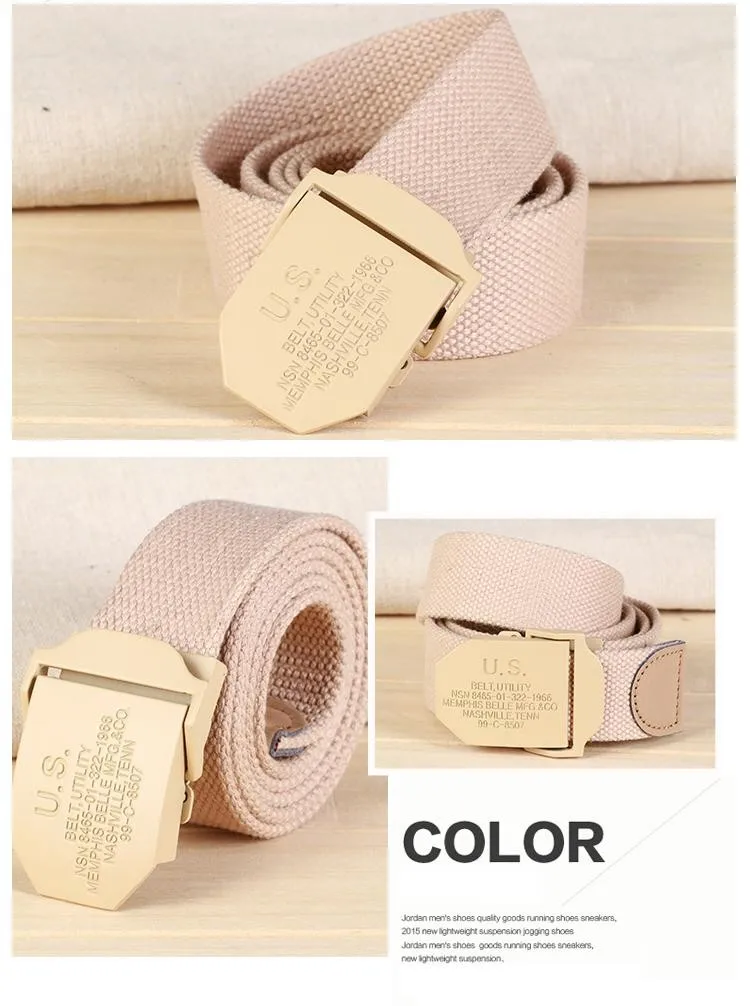 military men tactical belt male thickened lengthened with denim trousers US canvas waist belt khaki 125cm (9)