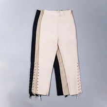 New Arrivals 2016 Womens High Waisted Pants Leggings Women Sexy Hip Push Up Pants Black Women Bandage Wholesale HL