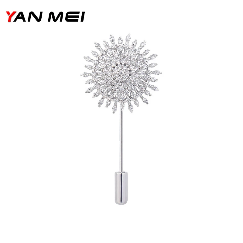 

YAN MEI Women Zirconia Brooch Micro Paved Round Flower Brooches Wedding Jewelry GLX0206