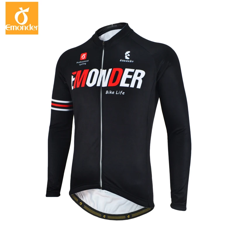 

EMONDER Men's Cycling Winter Fleece Thermal Jacket Bike Bicycle Jersey Long Jersey Black Spring Autumn Winter Cycling Clothings