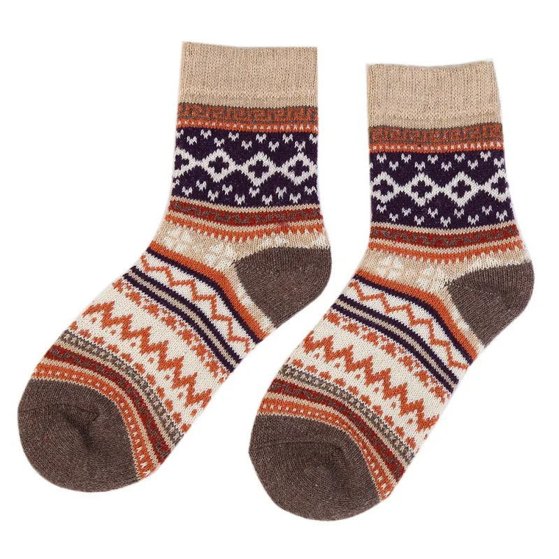 EFINNY Для женщин шерсть носки осень-зима толстый носок теплые носки для девочек Рождество Красочный геометрический узор носок для Для женщин