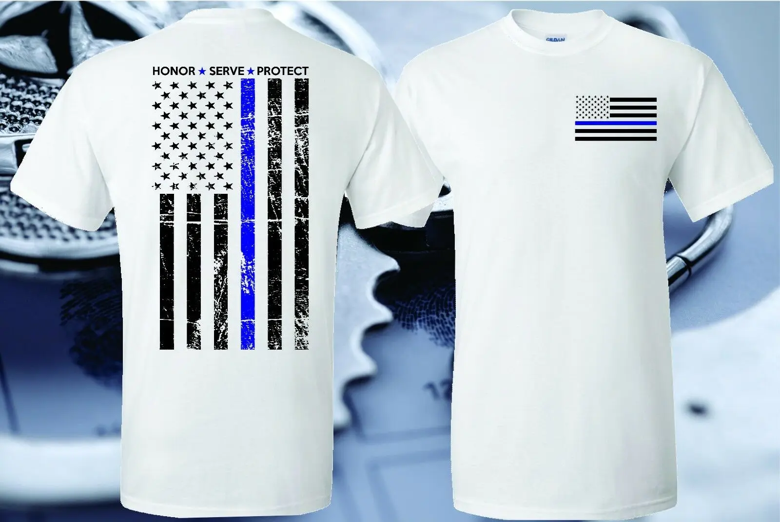 

2019 Fashion Double Side Thin Blue Line Flag Police Lives Matter Cops Officer T-Shirt Usa Patriotic Unisex Tee