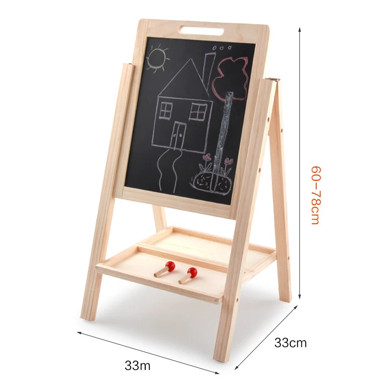 Деревянная доска с регулируемой высотой Двухсторонняя доска для рисования для обучения детей Двухсторонняя доска для письма