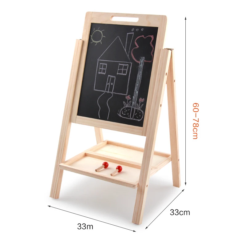 Quadro negro de madeira altura ajustável duplo