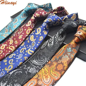 

Hlinayi Men's cashew paisley floral classic polyester tie