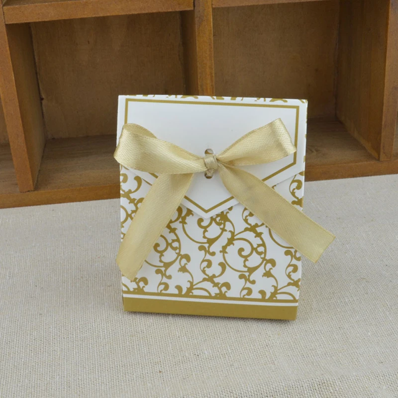 50 шт Золотой Серебряный возраст лазерная резка подарочные коробки для конфет для подарка Сумки с лентой свадьба в европейском стиле день рождения поставки