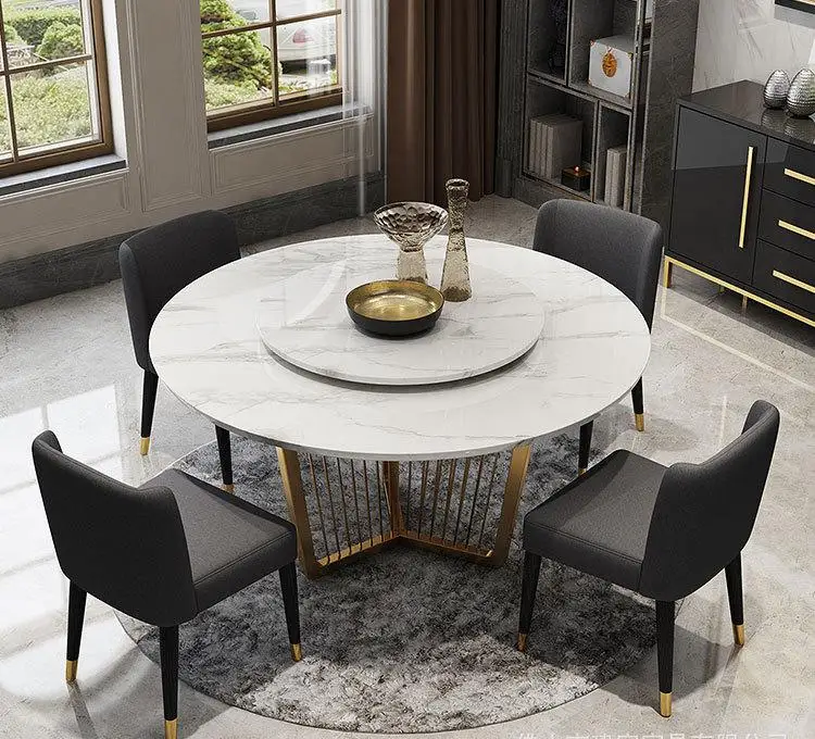 Набор из нержавеющей стали, простой дизайнерский креативный легкий роскошный прямоугольный мраморный обеденный стол из нержавеющей стали