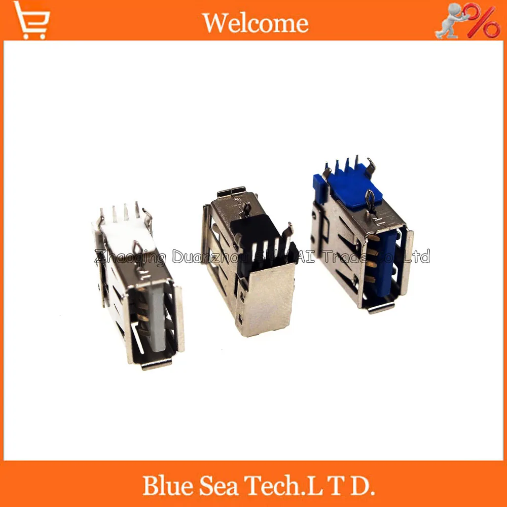 

USB 2.0 4Pin 90 angle side Pin USB female Jacks/socket for Desktop Laptop PC/phone charger etc.4 pin USB jack,blue