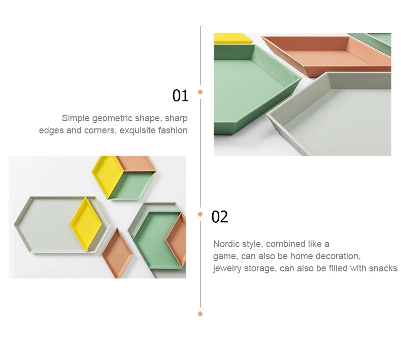 4 шт./компл. Nordic геометрической формы в виде многоугольника, для хранения лотков для рабочего стола, Комбинации лоток для хранения Чай фрукты декоративный поднос Домашний Органайзер