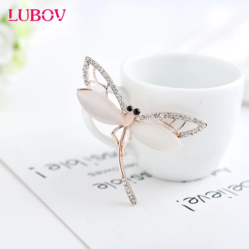 

LUBOV New Design Rhinestone Dragonfly Brooches for Women 2018 Cute Insect Brooch Pins Dress Accessories Jewelry Drop shipping