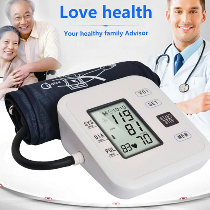 

Full automatic upper arm blood pressure Monitors bp digital electronic sphygmomanometer tonometer Pulse heart rate monitor