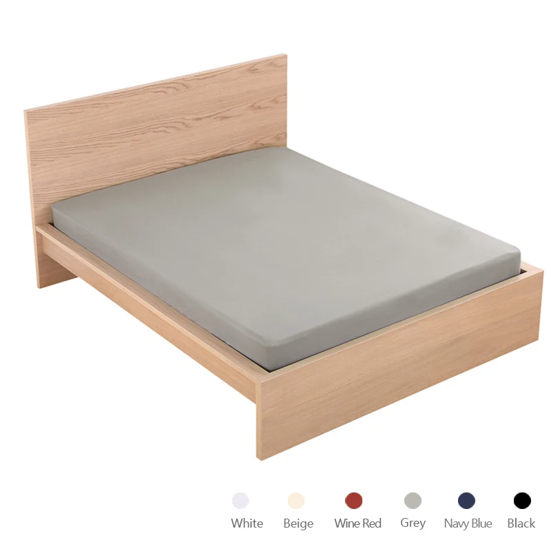 

Solid Color Waterproof Fitted Sheet Sanding Fabric Ventilation Adult Mattress Cover Protector With Elastic Band Bed Linens