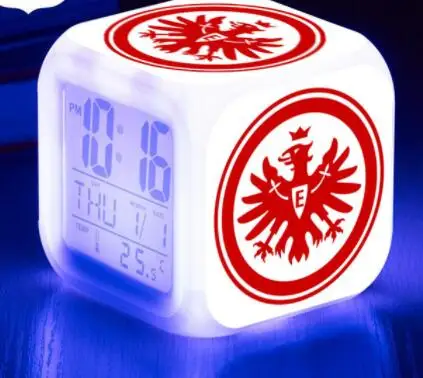 Шальке светодиодный цифровые будильники ночной Светильник reloj 7 видов цветов флэш-СВЕТОДИОДНЫЙ футбольный светящиеся часы домашний декор Прямая поставка - Цвет: Красный