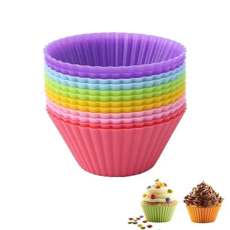 

Urijk 12Pcs/Set Party Tray Cake Mold Decorating Tools Liner Baking Muffin Cup Case Random Color Silicone Muffin Cupcake Molds