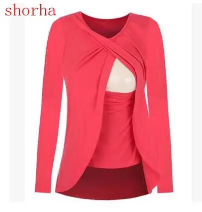 

Red Long Sleeve pregnancy Maternity Clothes Nursing Clothing Breastfeeding Dresses for Pregnant Women Maternity dress