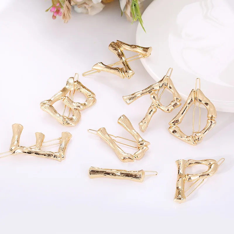 

Golden Trunk 26 Letters Women Hairpins Creative Personality Hairpin Geometric Bridal Hair Accessories Wedding Luxury Jewelry