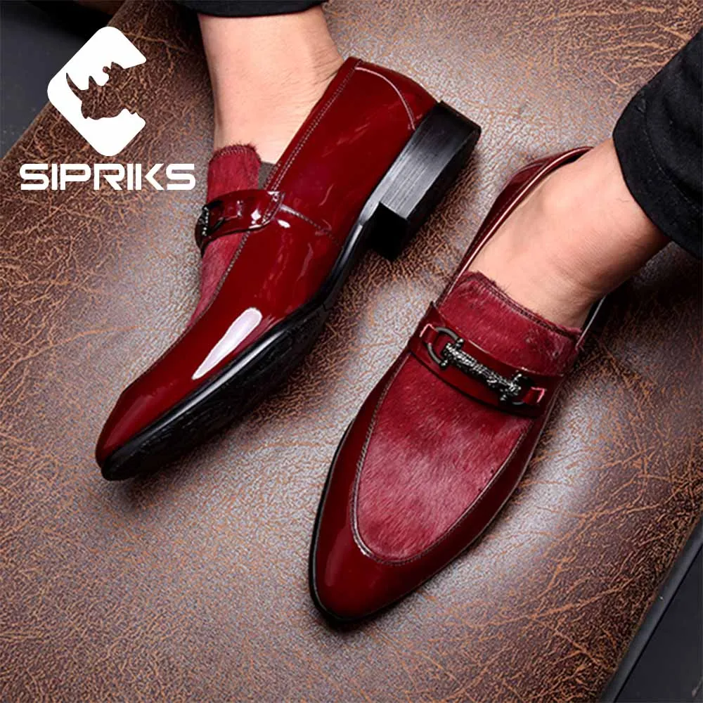 Sipriks Luxury Mens Real Horsehair Dress Shoes Wine Red Burgundy Black ...