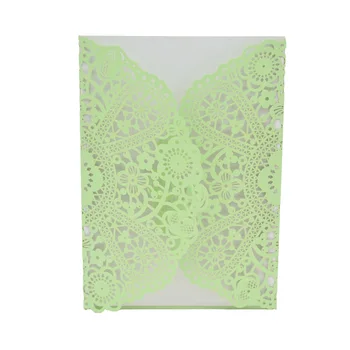 

Floral laser cut mint green color wedding invitation card