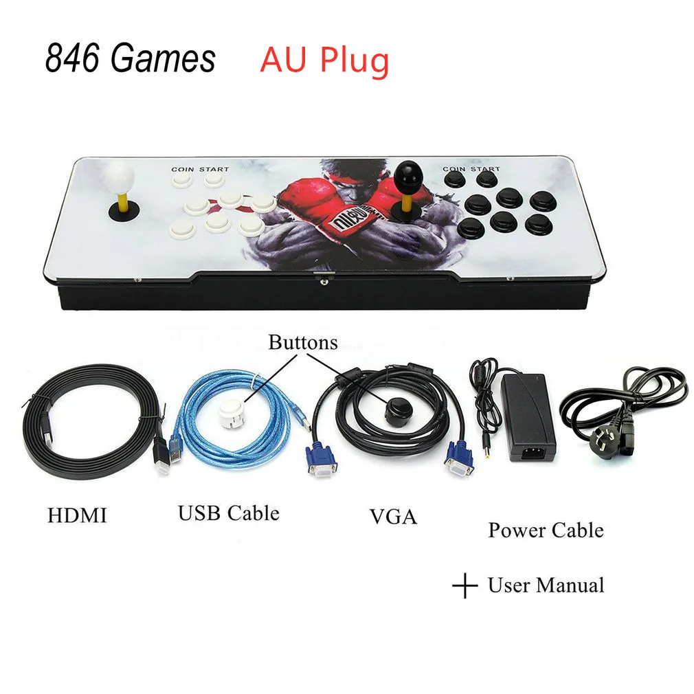 Multi-game 846 Game in One Professional Design Family Box with Single Joystick Home Game Machine with Black Dragon Pattern