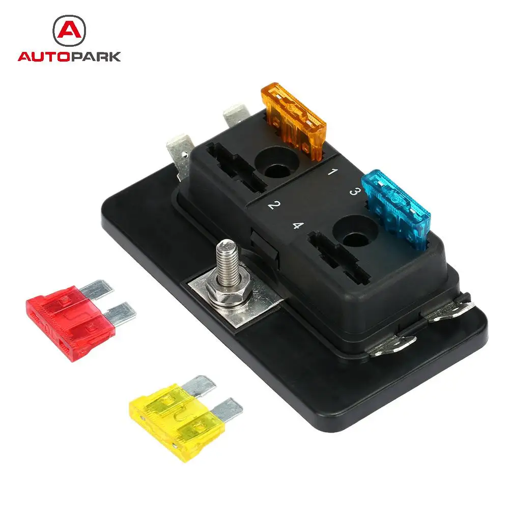 

Universal car-styling 4 Way Blade car Fuse Box Holder Standard 6.3mm Spade Terminals Maximun 32V for Car Van Boat Marine 12V 24V