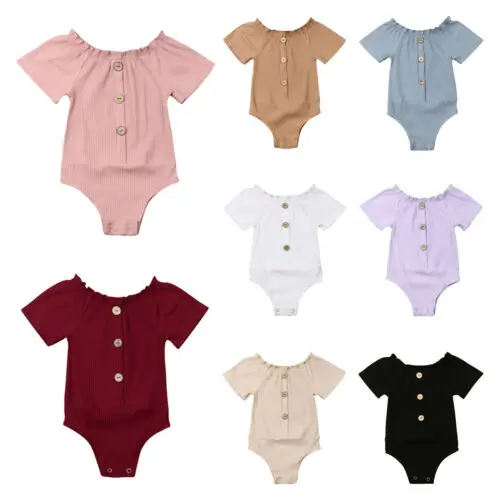 

Baby Clothes 2019 Summer Newborn Infant Baby Girl Short Sleeve Solid Bodysuit Sunsuit Summer Outfits Clothes