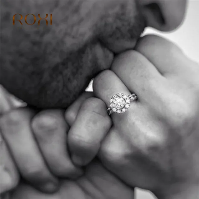 Fashion Silver Rose Gold Rings for Women Round Cut Clear CZ Zirconia Crystal Rhinestones Wedding Bridal Ring Jewelry 2018 Z4