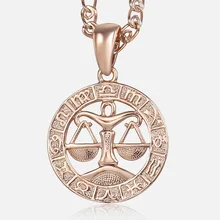 Весы Знак зодиака ожерелье для женщин и мужчин 585 розовое золото кулон ожерелье Женская мода ювелирные изделия личные подарки на день рождения GP279