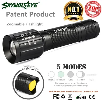 

Skywolfeye Super T6 LED Flashlight 5 Mode Zoomable Waterproof Torch Outdoor Sports Camping Hiking Dropshipping #1101