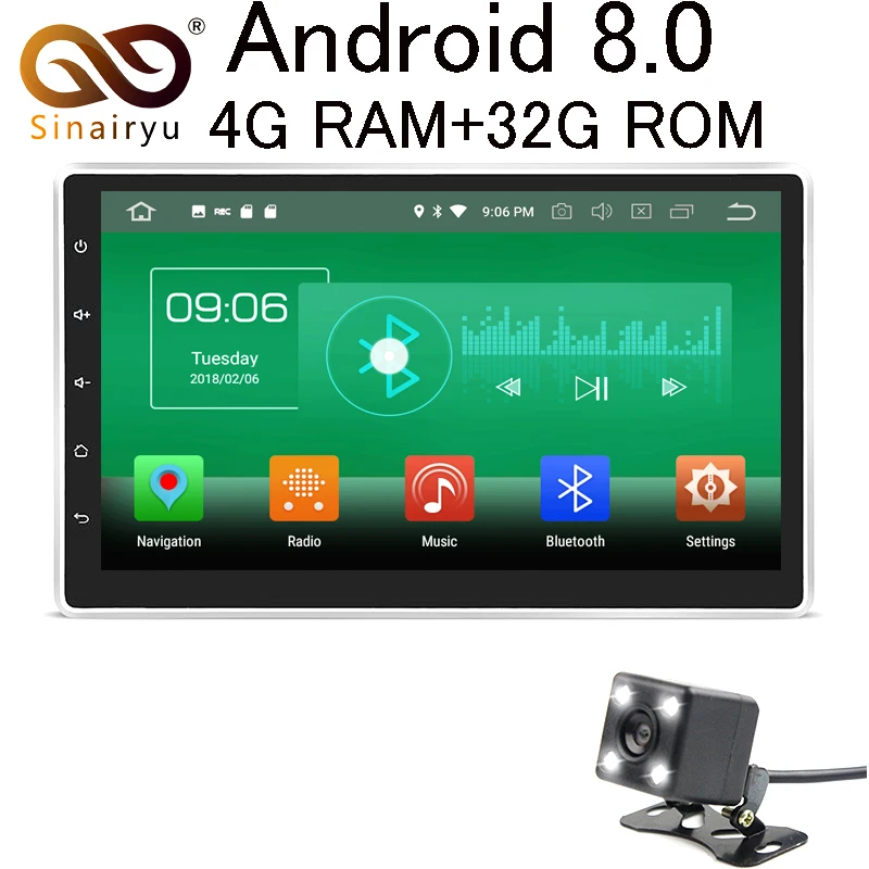 

Sinairyu 10.1" HD 2 din Android 8.0 Car Radio Player MP5 Digital Display Bluetooth Multimedia 2din Auto Radio Car Backup Monitor
