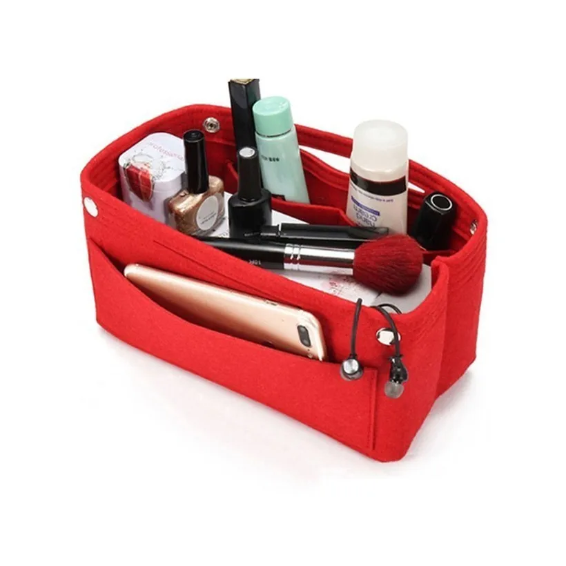 

Large Capacity Felt Cloth Storage Bag Multi-function Handbag Makeup Organizer Insert Bag Travel Wallet Cosmetic Sack