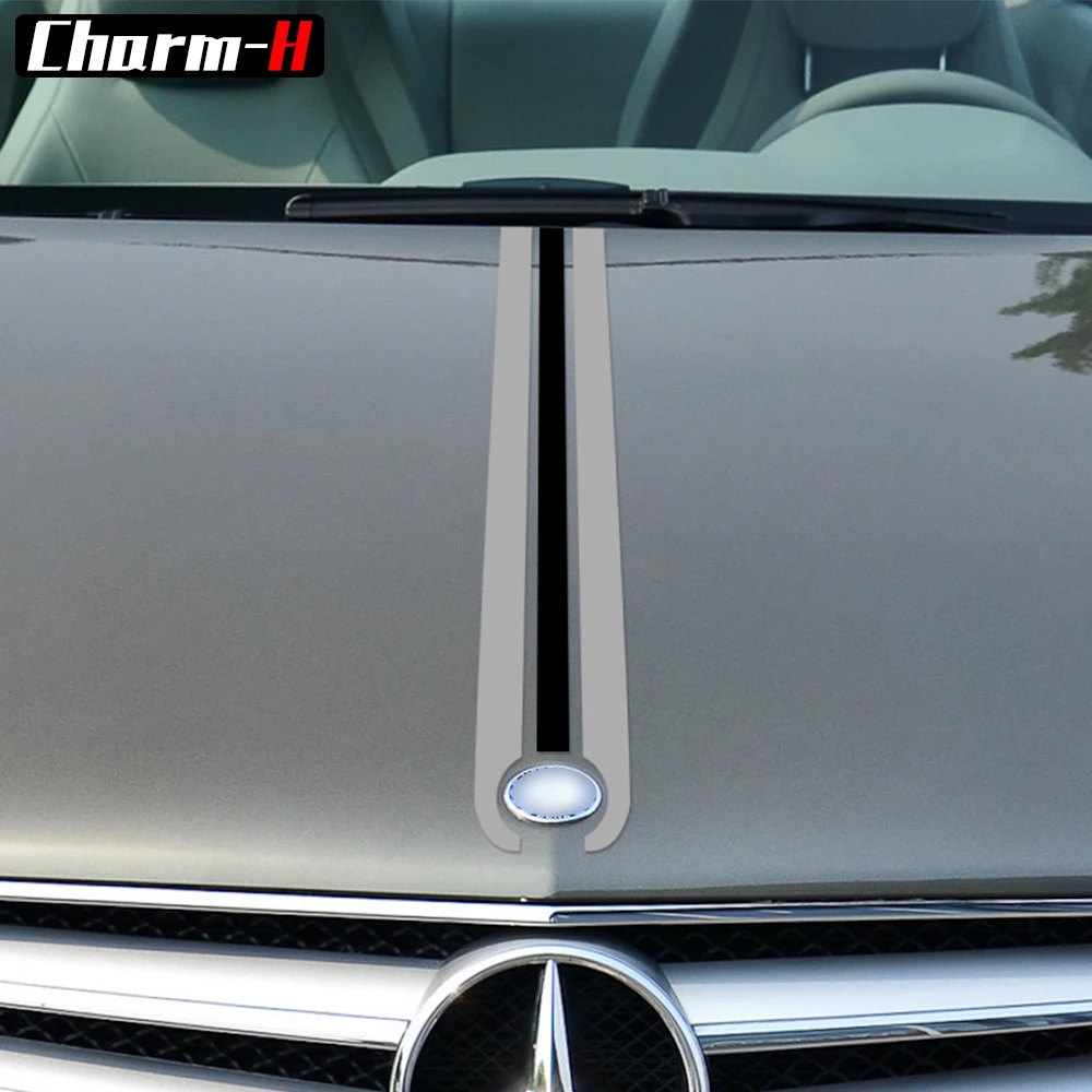 Bonnet Stripes Hood Decal Engine Cover Stickers for Mercedes Benz A C GLA GLC CLA 45 AMG W176 C117 W204 W205 W203 C63 W212 W211