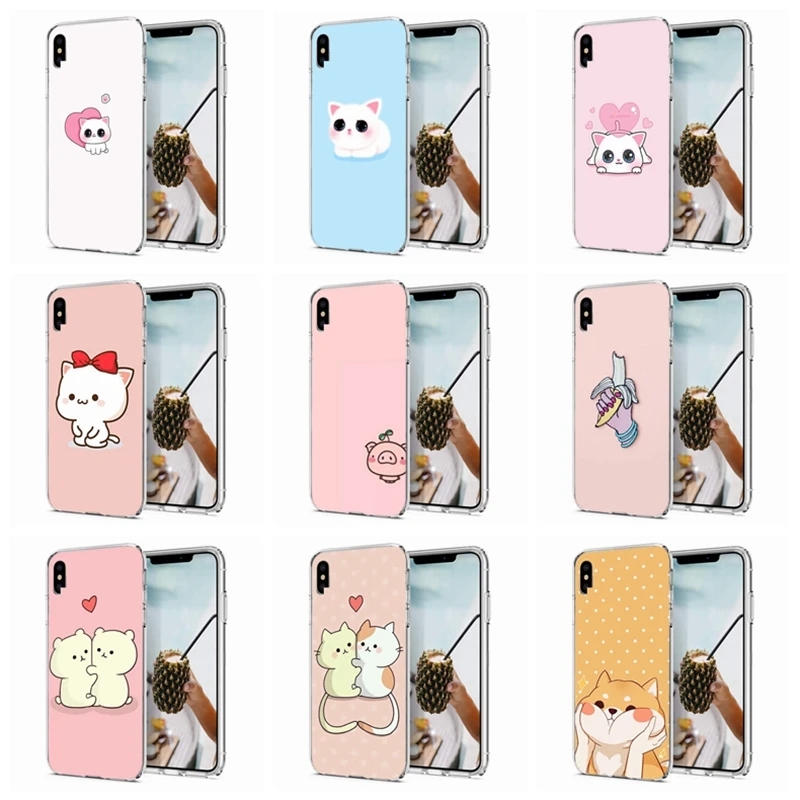 Case For iPhone 7 8 Plus 6 6S/6 Soft TPU Cover Design Cat Cartoon Bear X XS XR Max Phone Back Fundas Q195 |