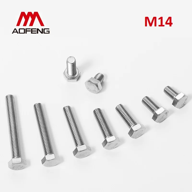 2 шт./лот M14 наружные винты с шестигранной головкой из нержавеющей стали 304 14 мм