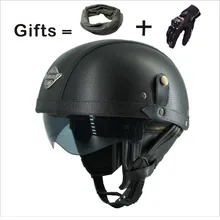 Adulto Moto D’epoca Harley Cuoio DELL’UNITÀ di elaborazione della visiera di sun e Retrattile GoggleDetachable Collare Caldo Acquistare 5 caschi e inviare un helme