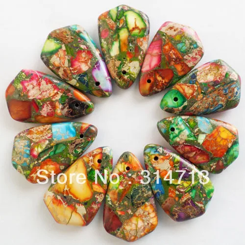 

(10 pieces/lot) Multi-Color Sea Sediment Stone & Pyrite Pendant Bead