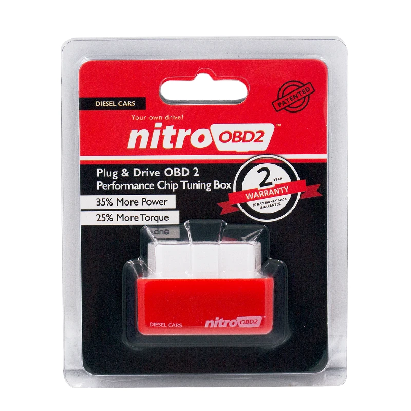Лучшее качество NitroOBD2 полный чип тюнинговая коробка для бензиновых дизельных автомобилей Nitro OBD2 разъем и привод OBDII интерфейс с розничной коробкой