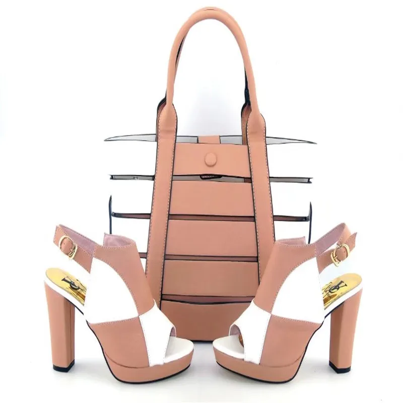 

DSC09 Peach New Arrival Italian Shoes And Bag Fashion Wedding High Heels Sandal Woman Shoes And Bag Set Wholesale