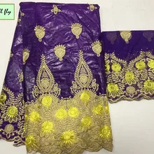 Фиолетовый с желтым getzner хлопковая парча в Гвинейском стиле модный стиль нигерийская Кружевная повязка на голову 5+ 2 ярдов/партия