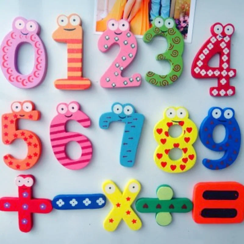 

15PCS/Set Hot Education Learn Five Symbols Magnet Wooden Fridge Stickers Baby Toy 10 Number Cute Kid